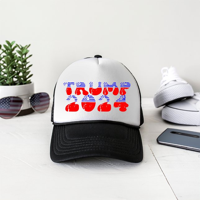 Patriotic Trump 2024 Retro-Vintage Keps (Patriotic Trump 2024 Retro Vintage Trucker Hat)