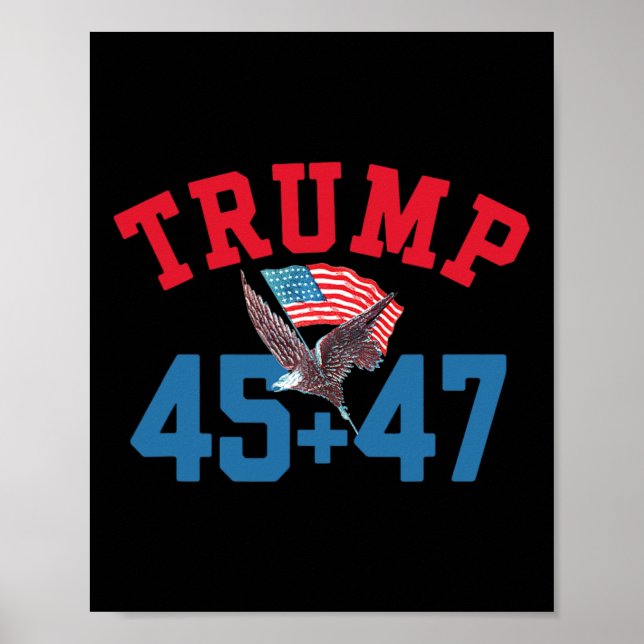 Patriotic Trump 45 och 47 Victory Winner Won Patri Poster (Framsidan)