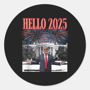 Patriotic Trump Hej 2025 nyår Kväll Republican Runt Klistermärke