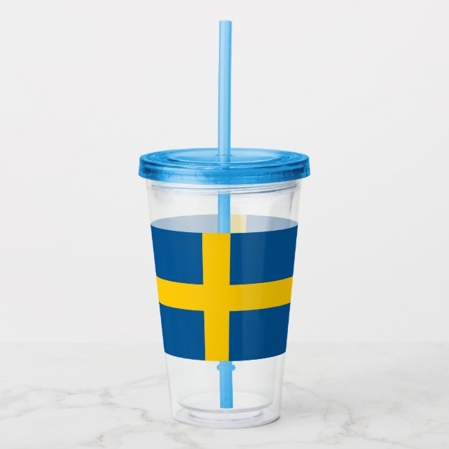 Patriotic Tumbler med flagga av Sverige Take Away Mugg (Framsida)