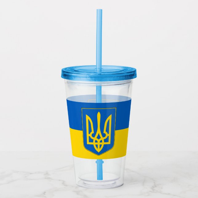 Patriotic Tumbler med flagga Ukraina Take Away Mugg (Framsida)