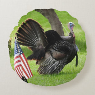 Patriotic Turkey Strut Rund Kudde