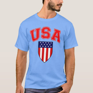 Patriotic U S A American Flagga Shield T Shirt