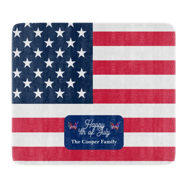 Patriotic U.S. Flagga Lycklig 4:e juli Familj Namn (Framsidan)