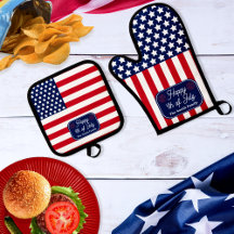 Patriotic U.S. Flagga Lycklig 4:e juli Familj Namn