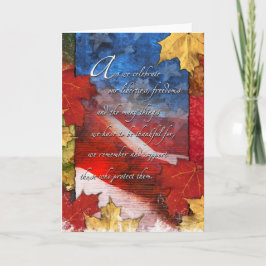 Patriotic U.S. Flagga Thanksgiving Card Helgkort