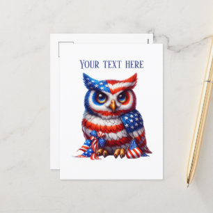 Patriotic uggla lade till text juli 4 helg vykort