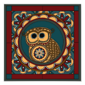 Patriotic Uggla Mandala Fototryck
