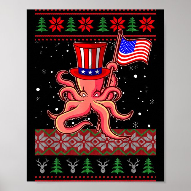 Patriotic Ugly Christmas Sweater Women Kids Men  Poster (Framsidan)