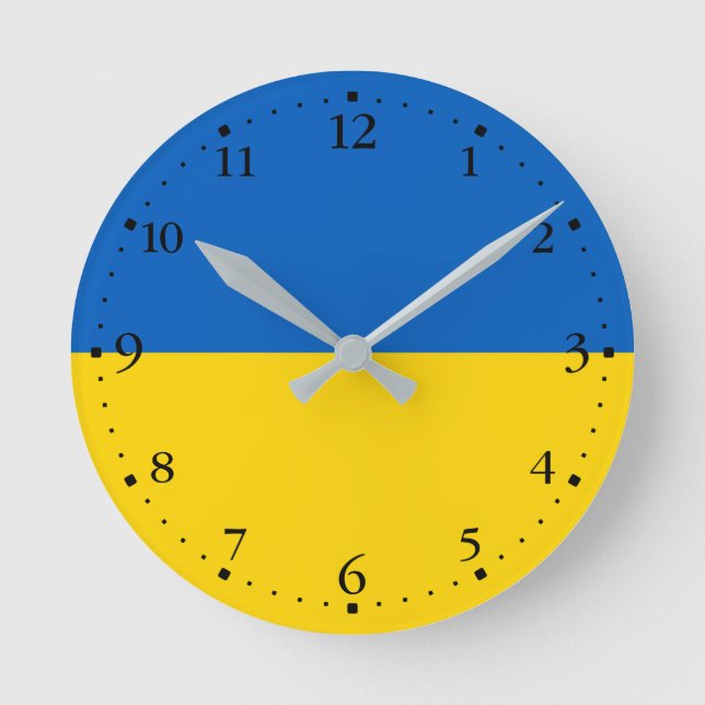 Patriotic Ukraina Flagga Rund Klocka (Framsida)