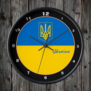 Patriotic Ukraina, trendigets ukrainska Flagga des Rund Klocka