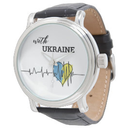 Patriotic Ukrainska gultens blå hjärtpalpitation Armbandsur