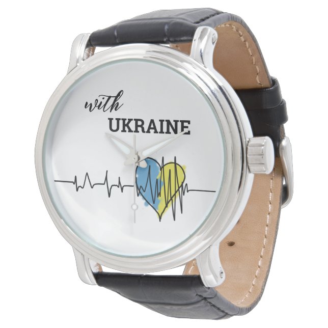 Patriotic Ukrainska gultens blå hjärtpalpitation Armbandsur (Vinklad)