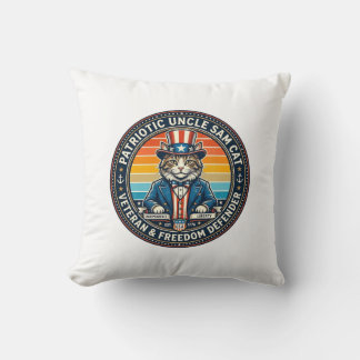 Patriotic Uncle Sam Cat Retro Sunset T-Shirt (2)_1 Kudde
