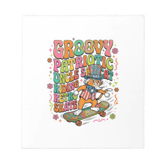 Patriotic Uncle Sam Cat Retro Typography T-Shirt ( Anteckningsblock