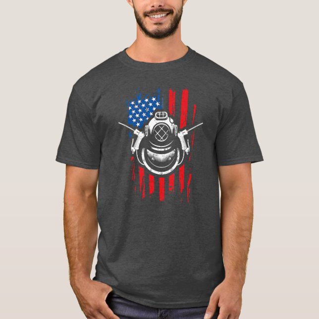 Patriotic Underwater Welding American Flagga 4:e a T Shirt (Framsida)