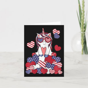 Patriotic Unicorn 4:e juli USA American Flagga Gi Kort