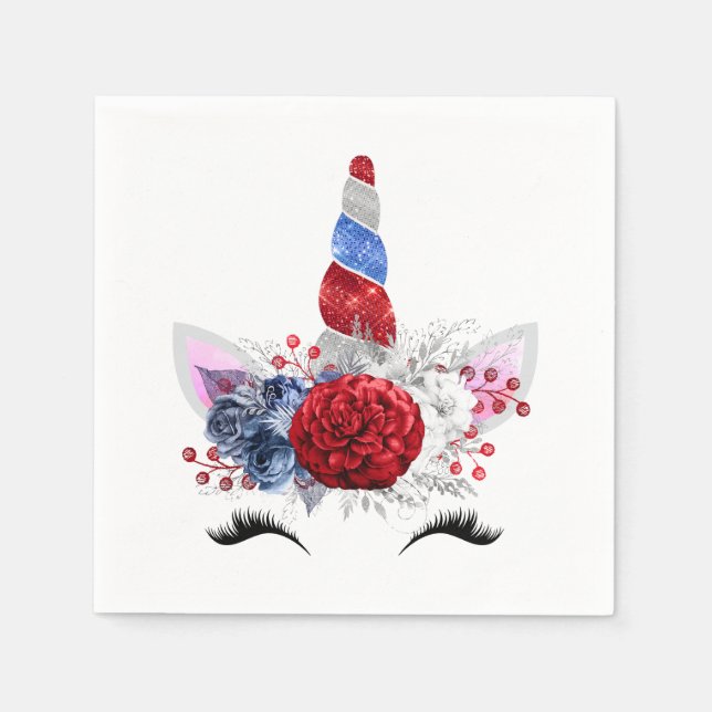 Patriotic Unicorn Napkins Pappersservett (Framsidan)