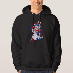 Patriotic Unicorns American Flagga Lycklig 4 juli Hoodie