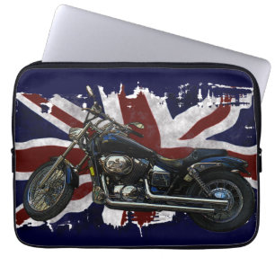 Patriotic Union Jack UK Union Flagga & Motorcycle Laptop Sleeve