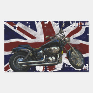 Patriotic Union Jack, UK Union Flagga, Motorcycle Rektangulärt Klistermärke