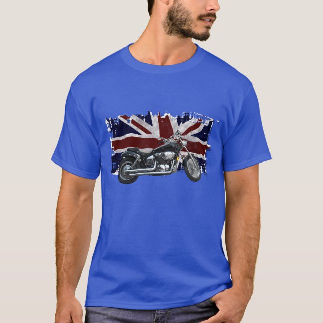 Patriotic Union Jack, UK Union Flagga, Motorcycle T-shirt (Framsida)