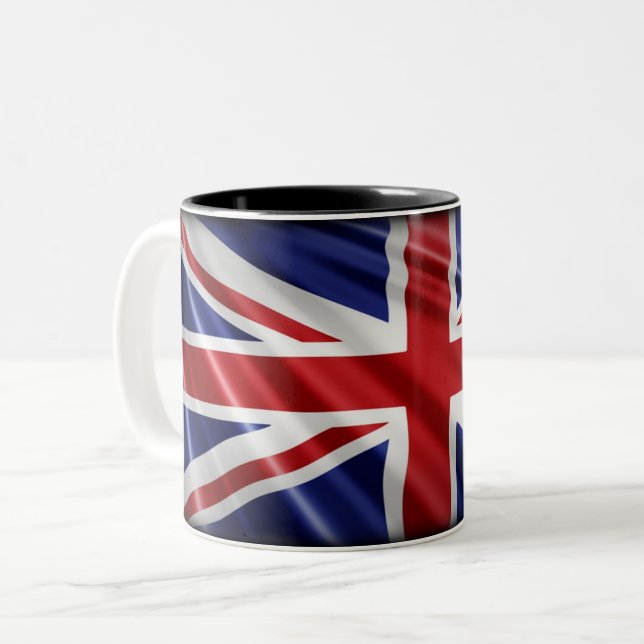 Patriotic, Union Jack, Union Flagga, British Flagg Två-Tonad Mugg (Framsida vänster)