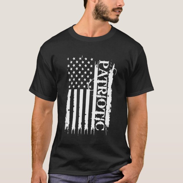 Patriotic United Stater Disted w US Flagga T Shirt (Framsida)