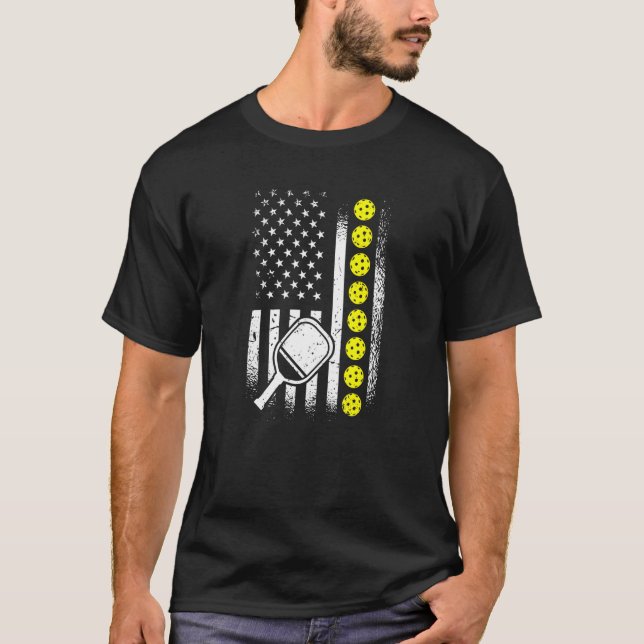 Patriotic US American Flagga Pickleball Player T Shirt (Framsida)