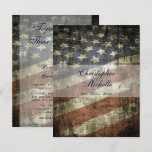 Patriotic US American Flagga Vintage bröllop Inbjudningar