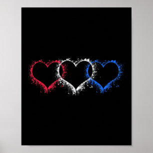 Patriotic US American Hearts Armed Forces 4:e av Poster