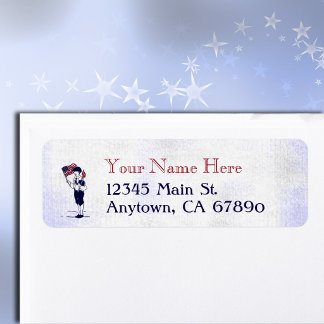 Patriotic US Flag and Fireworks Custom Address Returadress Etikett