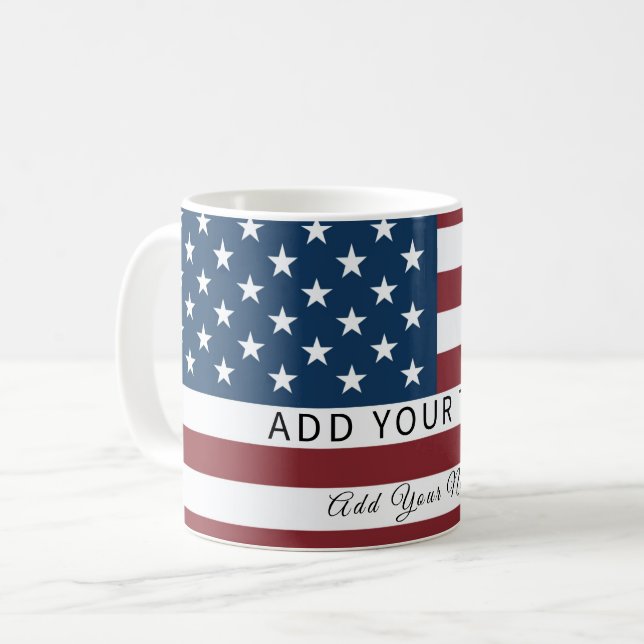 Patriotic US Flag Custom Text Name  Kaffemugg (Framsida vänster)