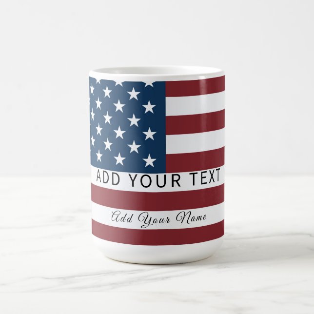 Patriotic US Flag Custom Text Name  Kaffemugg (Center)