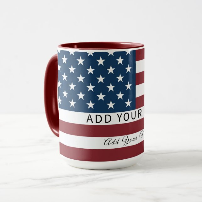 Patriotic US Flag Custom Text Name  Mugg (Framsida vänster)