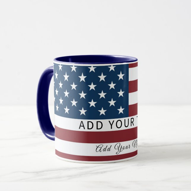 Patriotic US Flag Custom Text Name  Mugg (Framsida vänster)