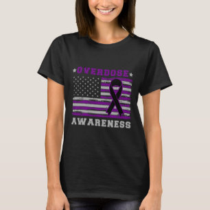 Patriotic US Flagga Drug Overdose Opioid Overdose  T Shirt