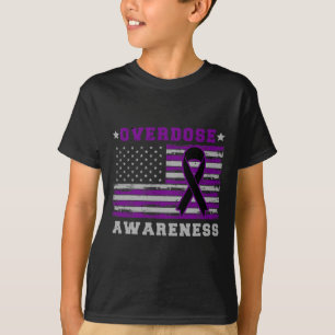 Patriotic US Flagga Drug Overdose Opioid Overdose T Shirt