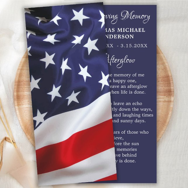 Patriotic US Flagga Memorial Funeral Prayer Bookma (Skapare uppladdad)