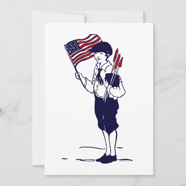 Patriotic US Flagga och Fireworks Boy (Framsida)