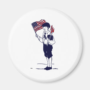 Patriotic US Flagga och Fireworks Boy Magnet