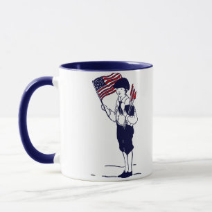 Patriotic US Flagga och Fireworks Boy Mugg