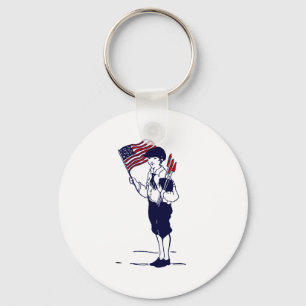 Patriotic US Flagga och Fireworks Boy Nyckelring