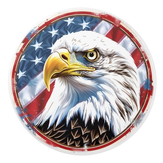Patriotic US Flagga Rustic Örn Knopp (Framsidan)