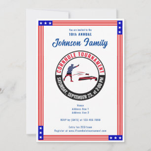 Patriotic US Flagga Sack Toss Cornhole Tournament Inbjudningar