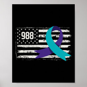 Patriotic US Flagga Support Suicide Prevention Med Poster