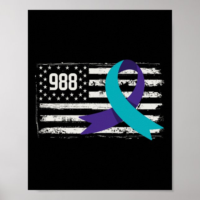 Patriotic US Flagga Support Suicide Prevention Med Poster (Framsidan)