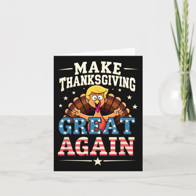 Patriotic US Flagga Trump Turkey make Thanksgiving Kort (Framsida)