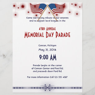 Patriotic US Flaggor och Stars Memorial Day Reklamblad