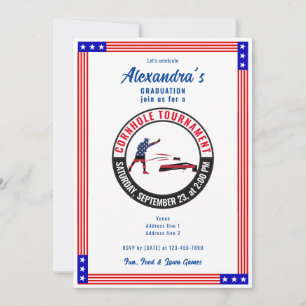 Patriotic US Sack Toss Cornhole Studentfest Inbjudningar